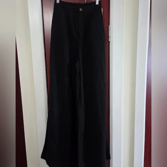 Mustard Seed Black Wide-Leg Pants,Sz S - Picture 3 of 4
